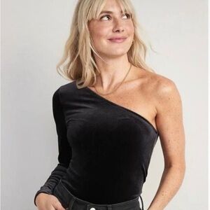 Old Navy One-Shoulder Black Velvet  Top